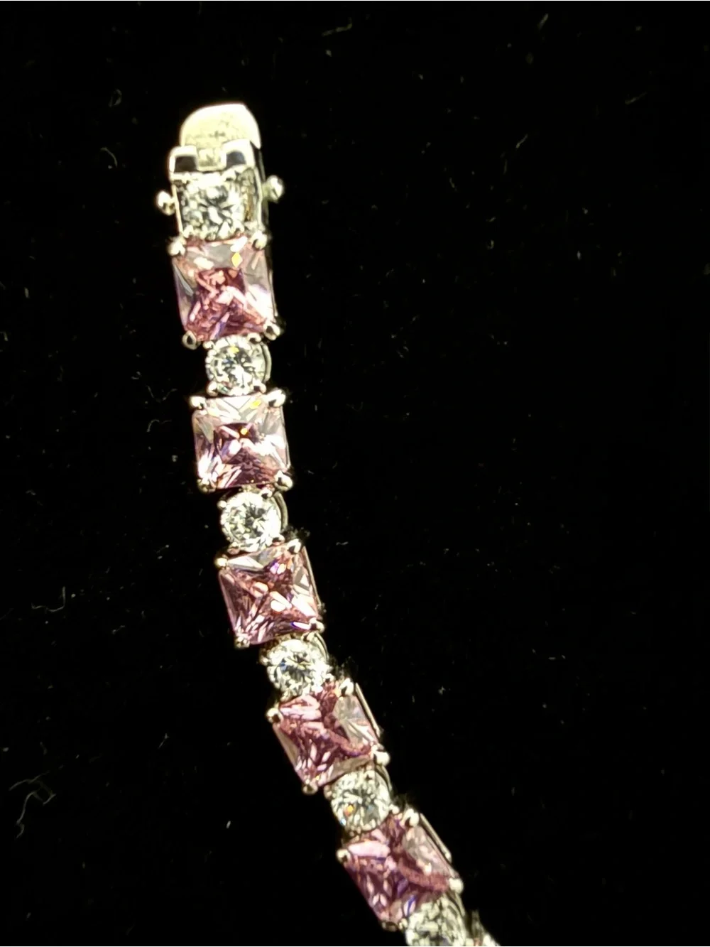 FAS 925 Sterling Silver Pink CZ Crystal Tennis Bracelet, NWOT